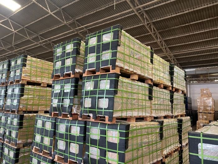 Packed Brixen pallets ready for dispatch