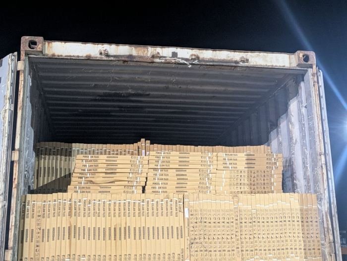 Container loaded with Brixen porcelain tile boxes